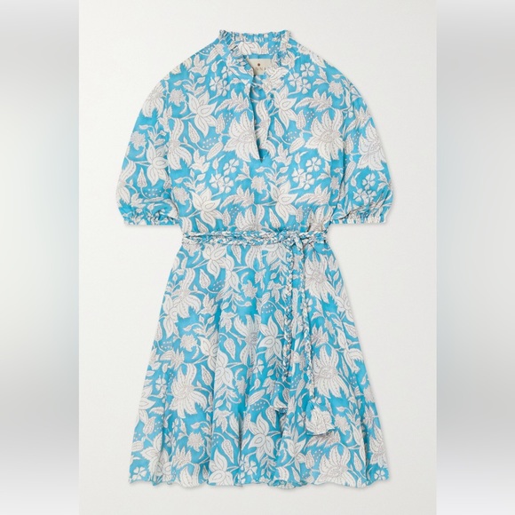 Hannah Artwear Gaia Belted Ruffle Floral Print Silk Dress - Picture 4 of 6